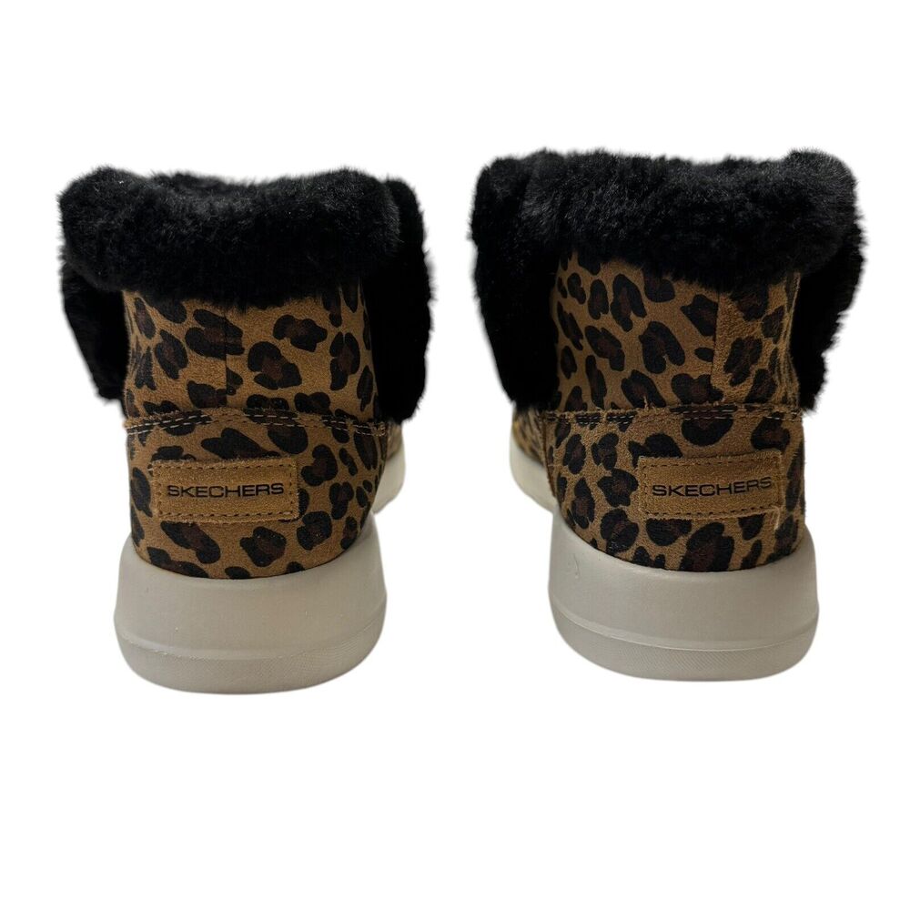 Skechers On-The-Go Joy Ankle Boots Suede Snow Kitty Leopard Walking Cozy EUC 9 - Picture 6 of 12